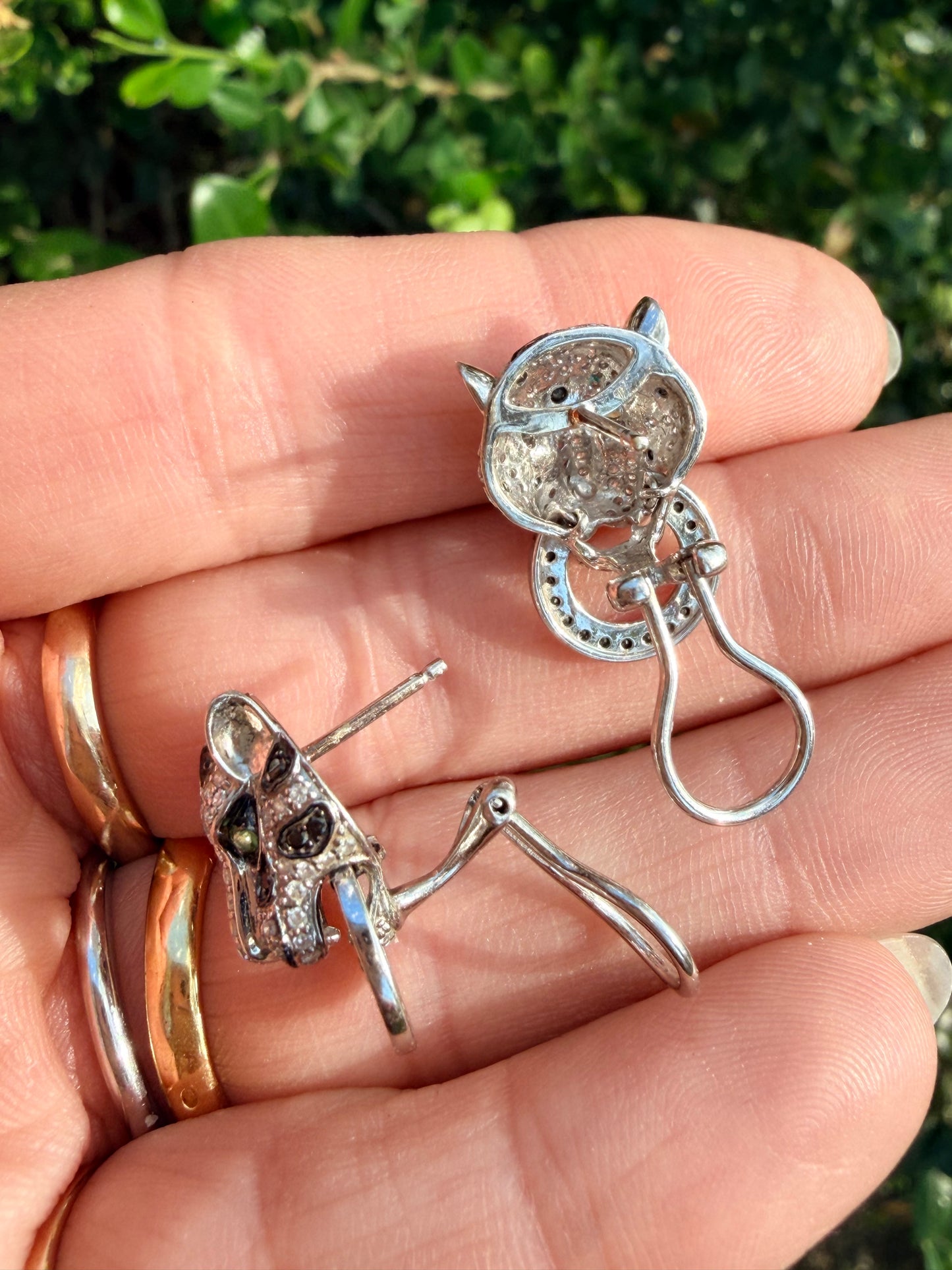 Vintage Diamond Leopard Door Knocker Earrings