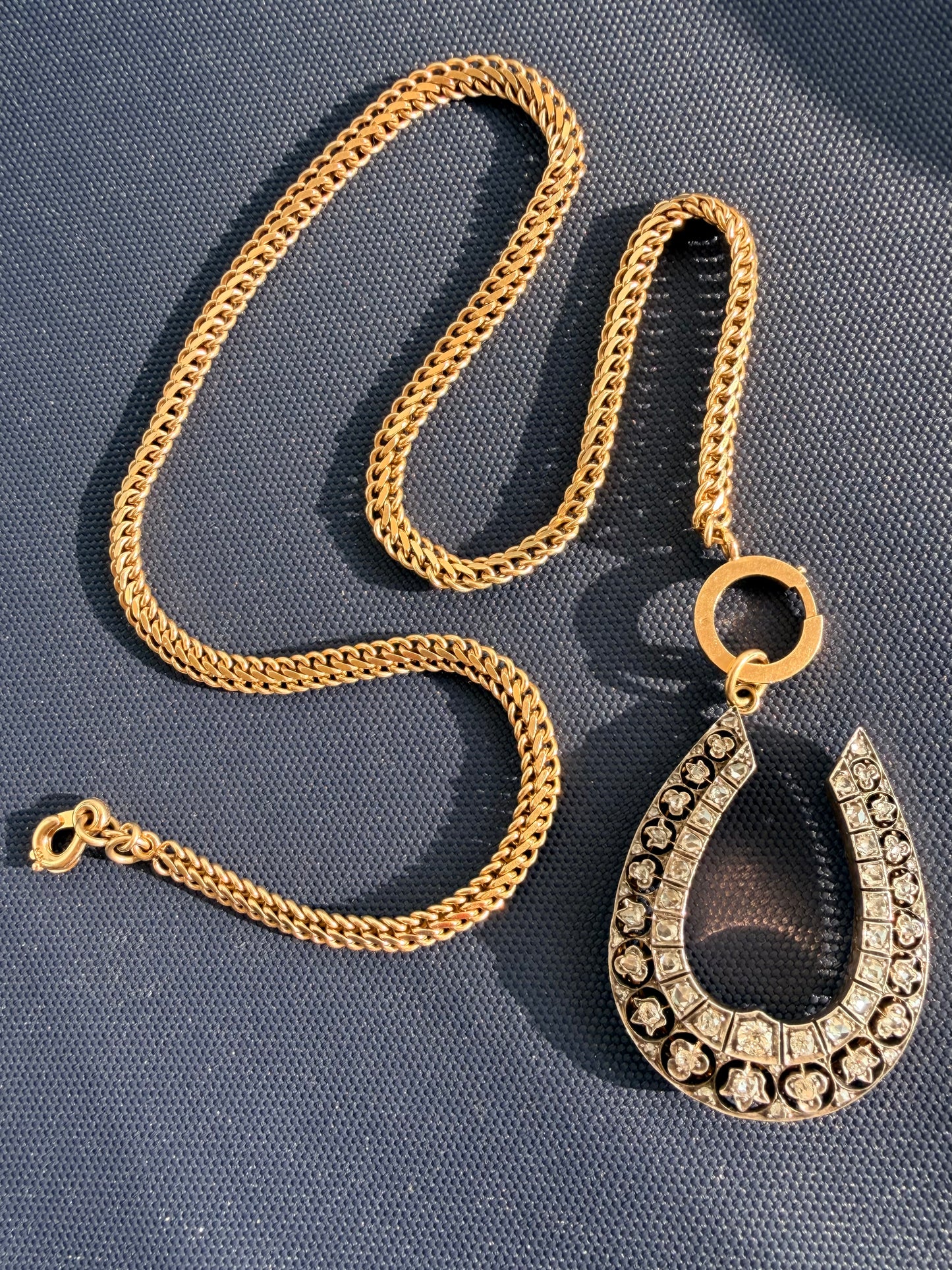 Victorian Diamond Openwork Horseshoe Pendant