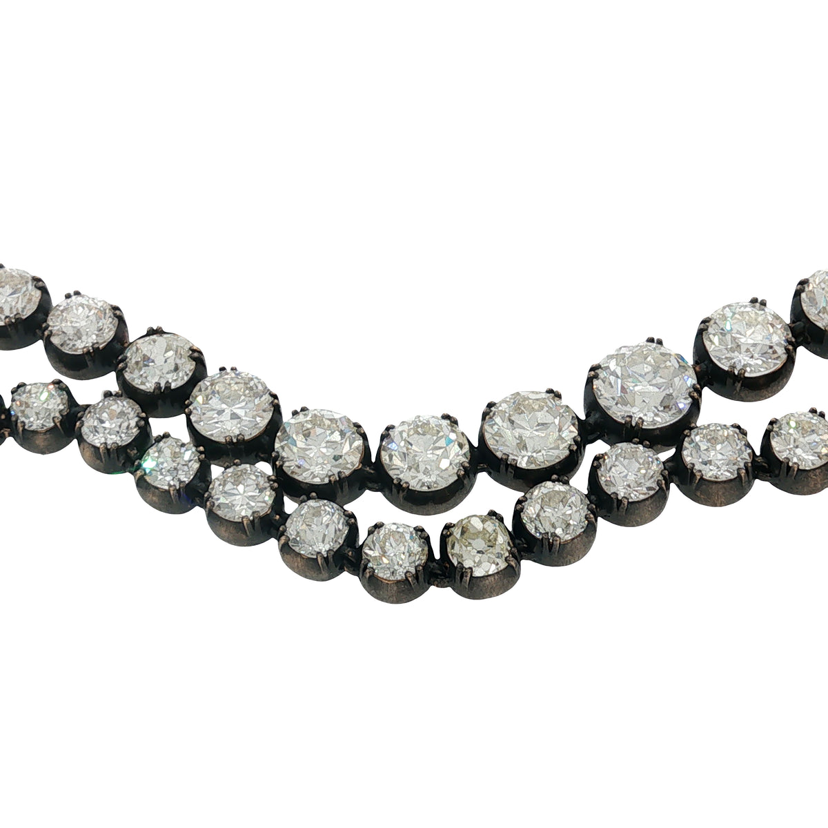 Double Strand Old European Cut Diamond Rivière Necklace