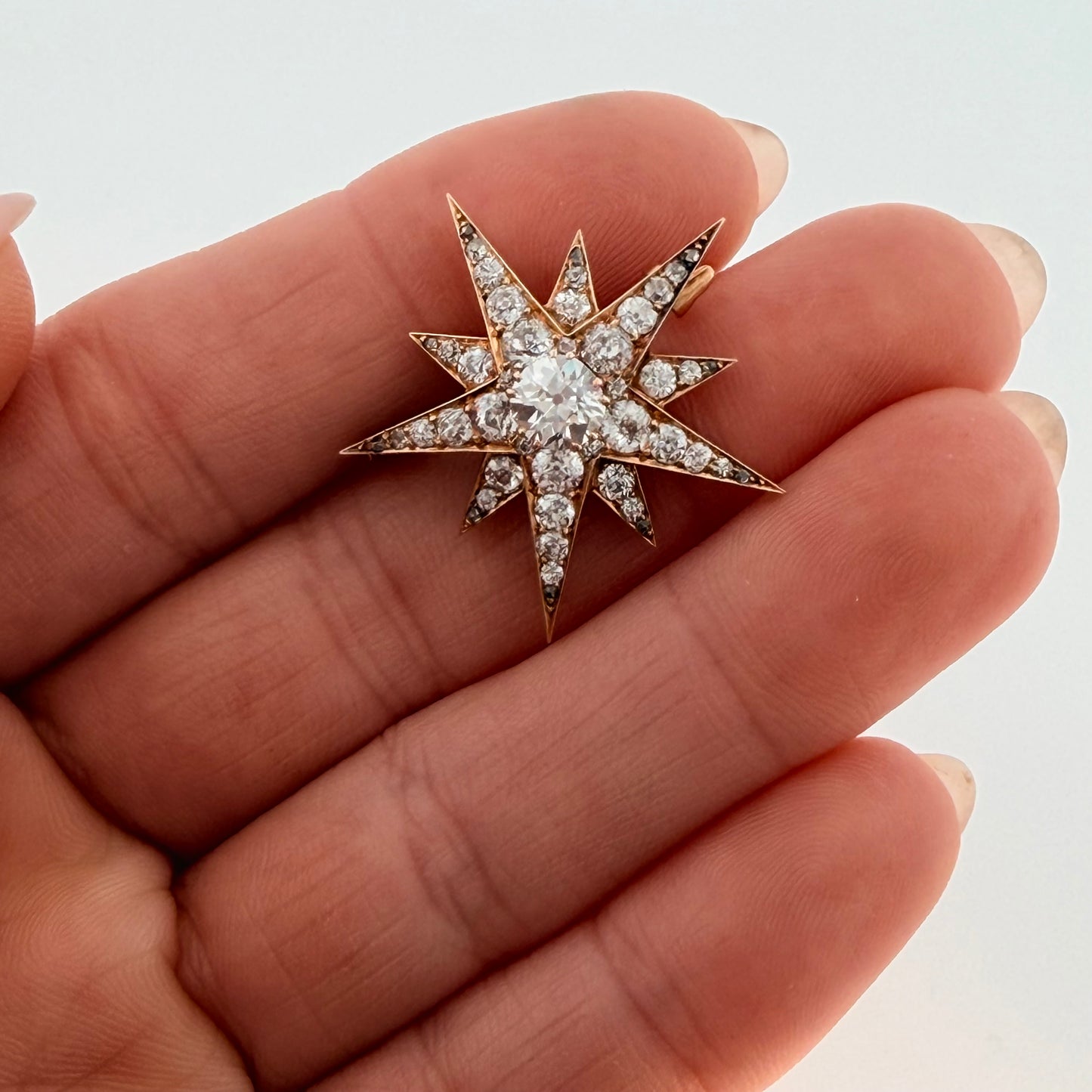 Victorian Old Cut Diamond Star Brooch