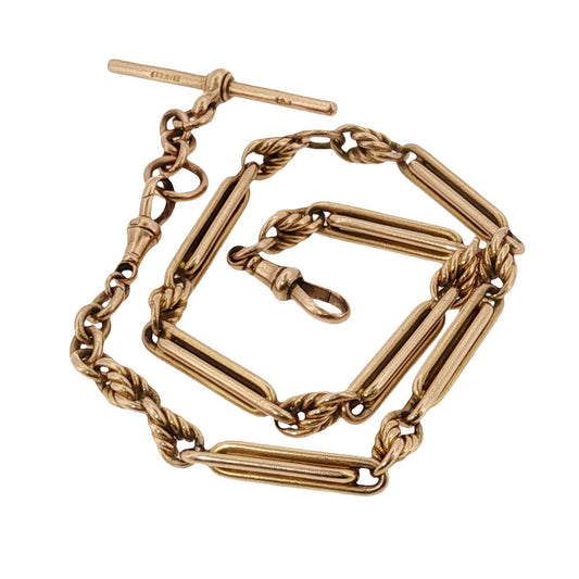 Antique Trombone Bar and Love Knot UK Watch Chain