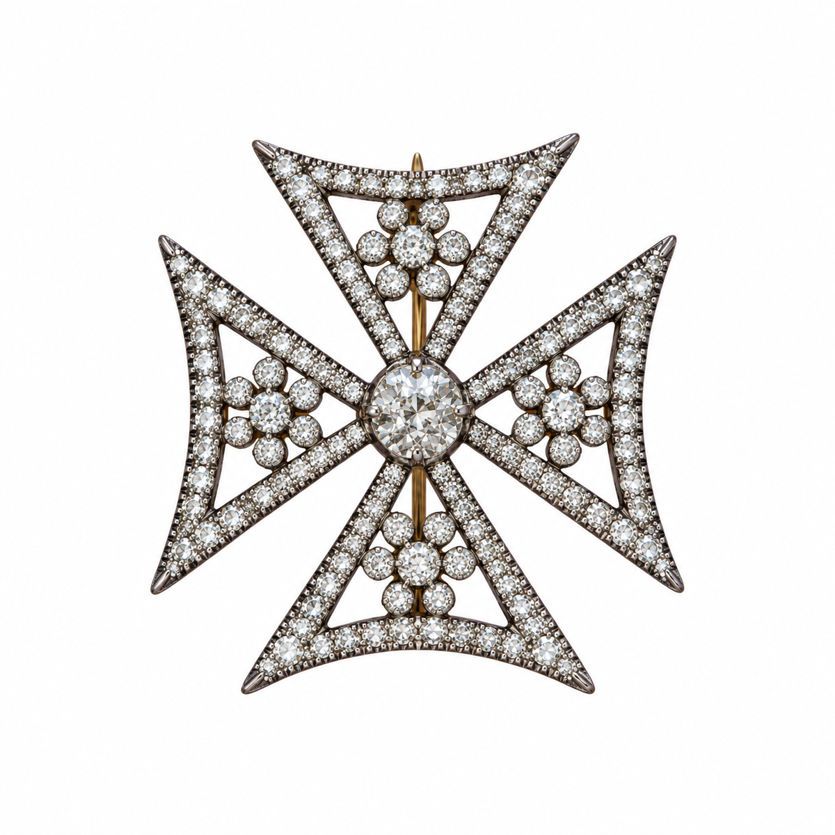 Antique Diamond Maltese Cross Brooch