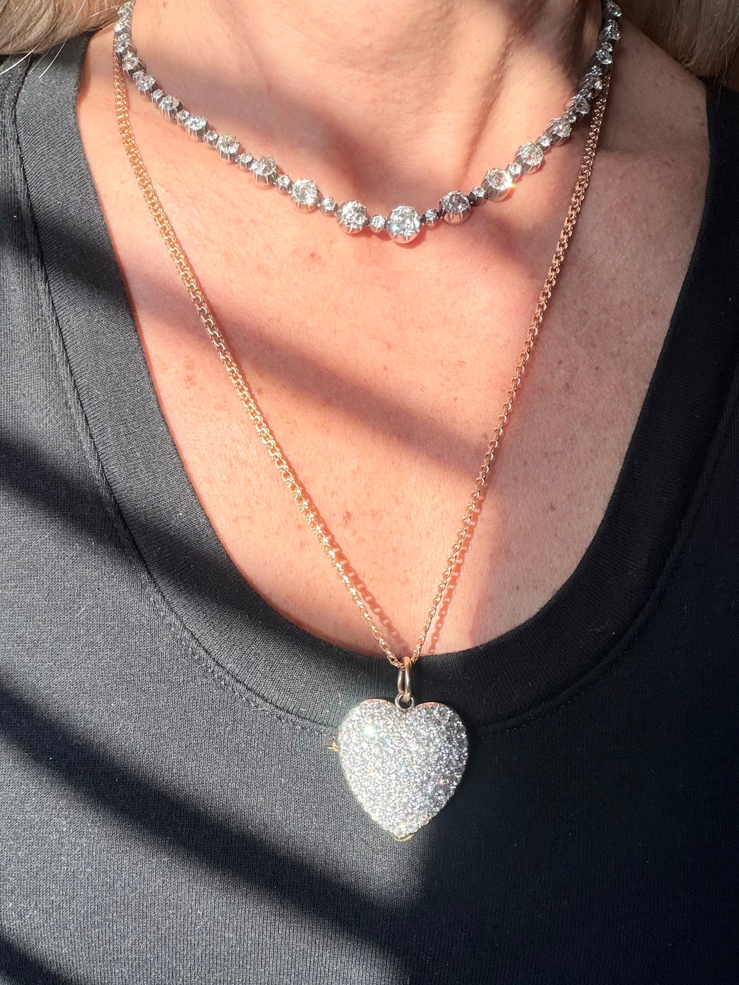 Victorian Pavé Set Diamond Heart Locket Pendant