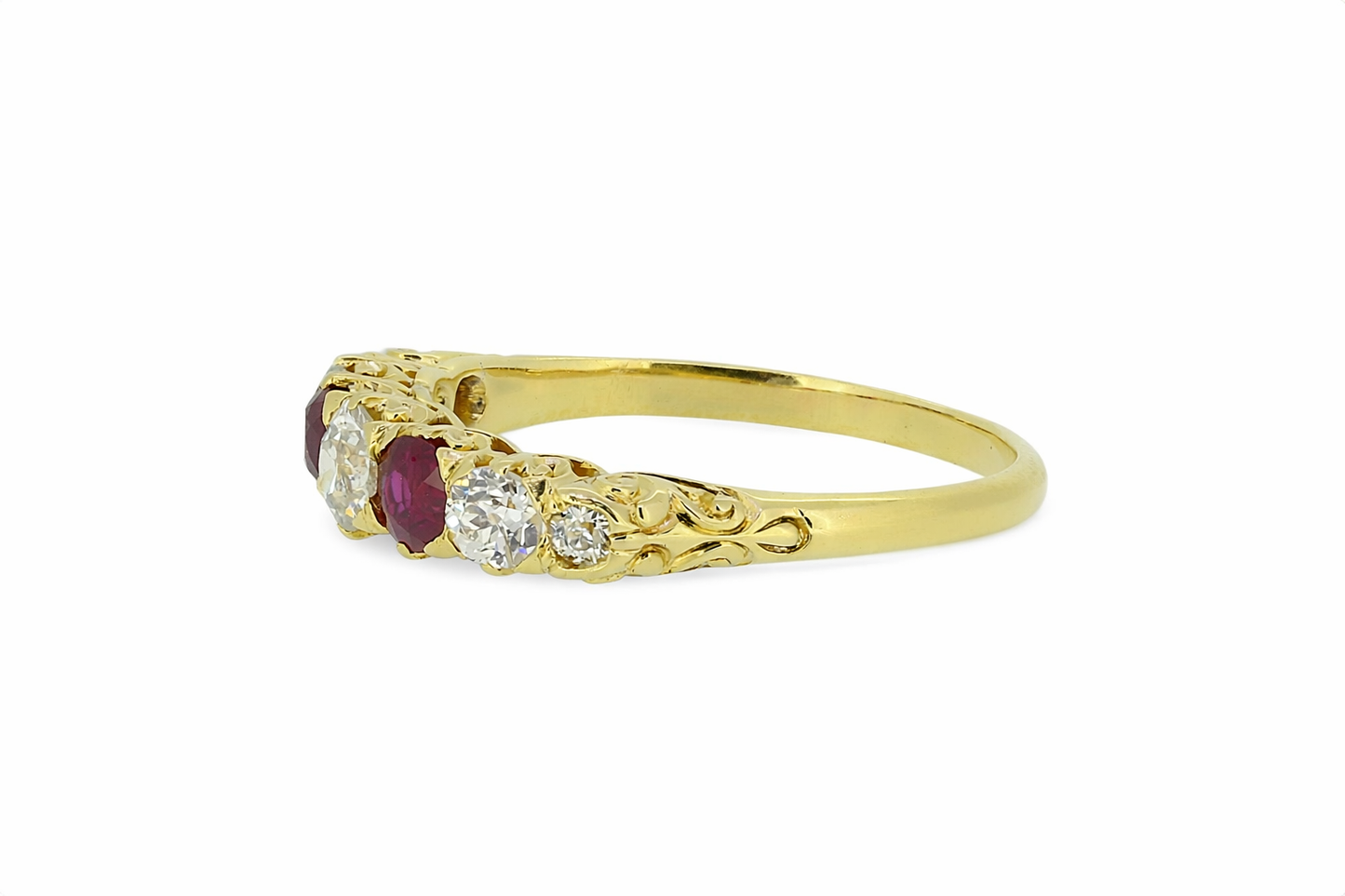 Edwardian Ruby and Diamond Seven Stone Ring