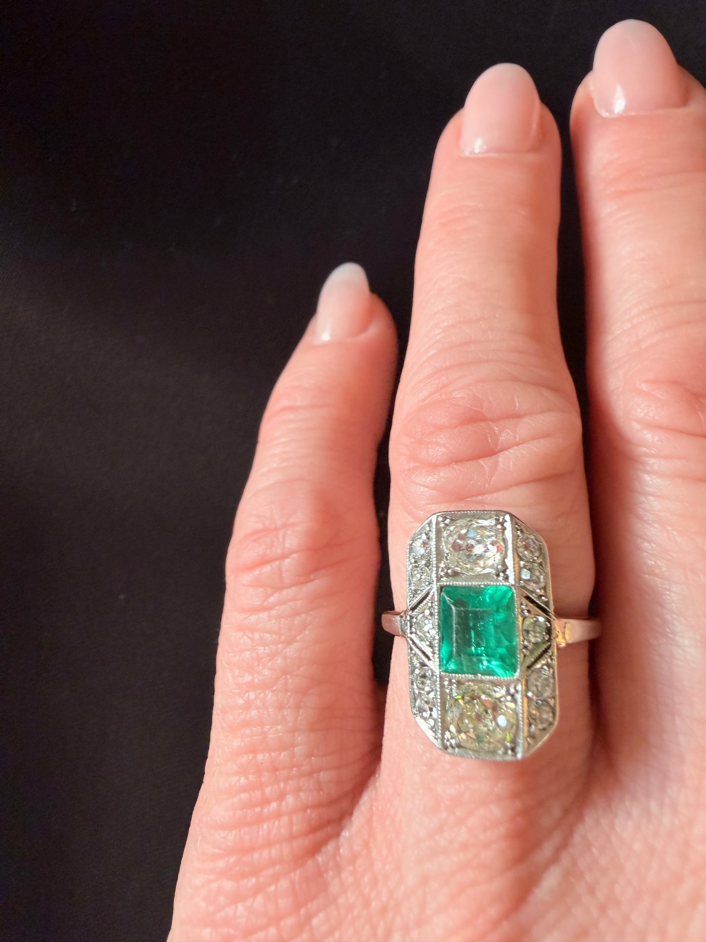 Art Deco Emerald and Diamond Ring