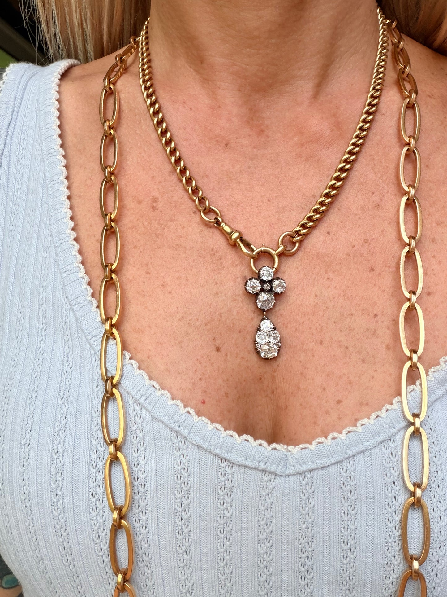 Victorian Old Mine Cut Diamond Drop Pendant