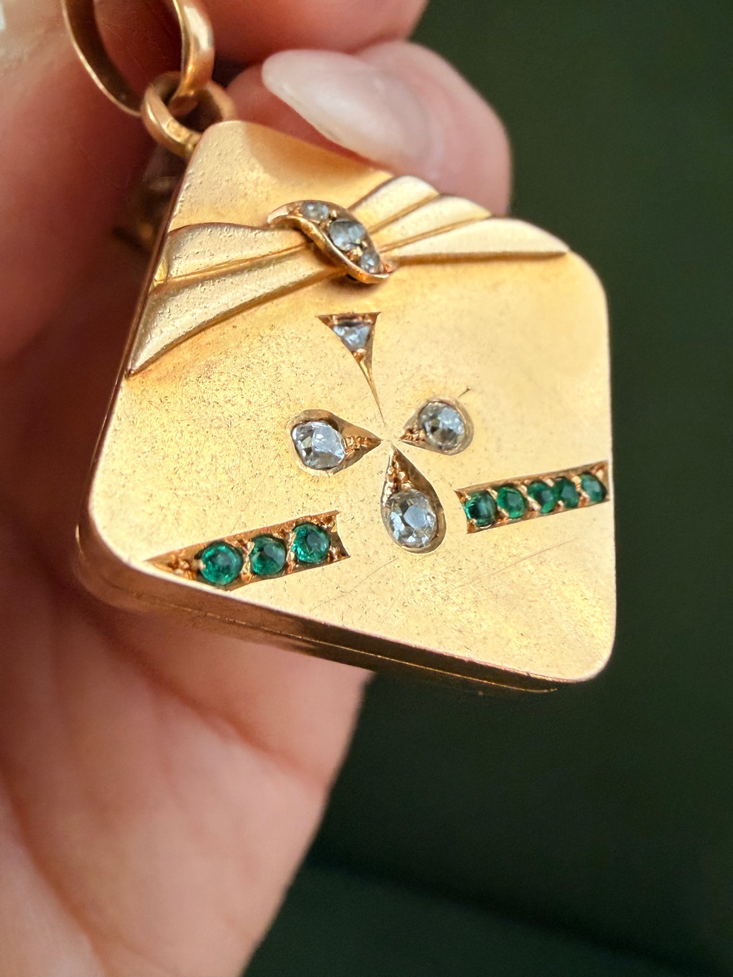 Victorian French Emerald and Diamond Locket