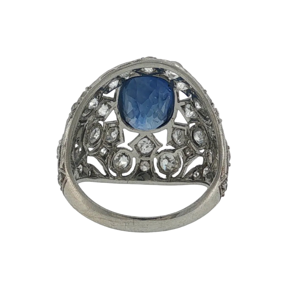 Antique Ceylon Sapphire and Diamond Cluster Ring