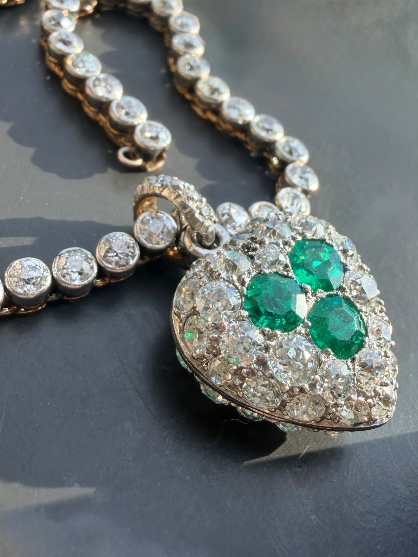 Antique Diamond and Gemstone Heart Pendant & Bracelet