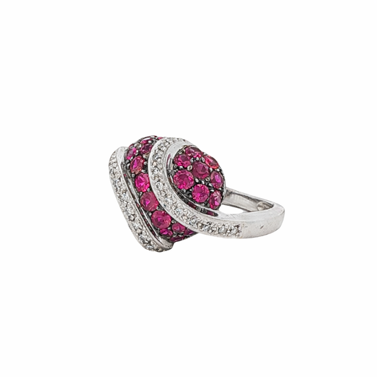 Vintage Ruby and Diamond Wrapped Heart Ring