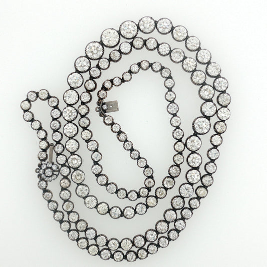 Double Strand Old European Cut Diamond Rivière Necklace