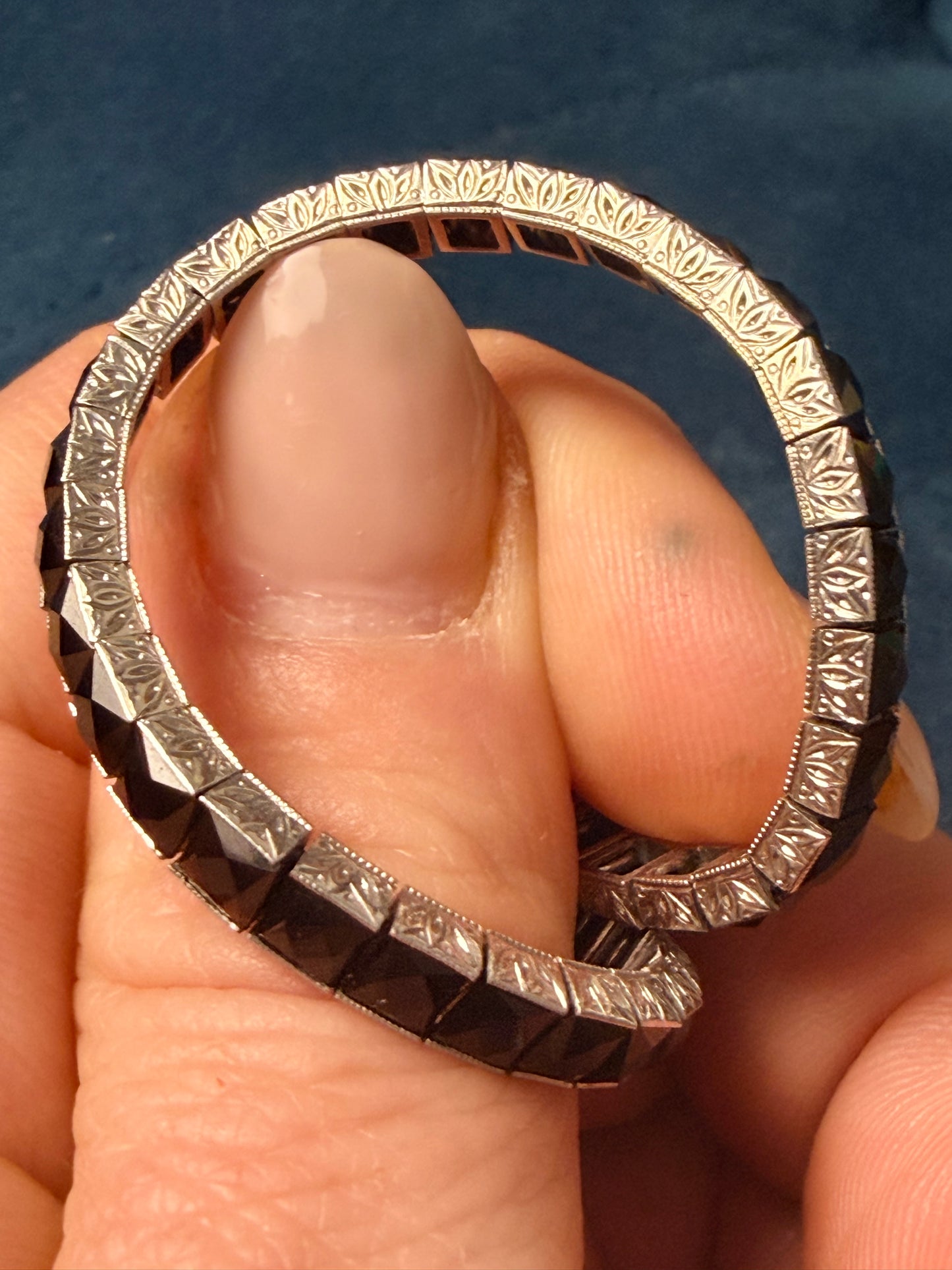 Art Deco French Cut Onyx Tiffany & Co. Bracelet