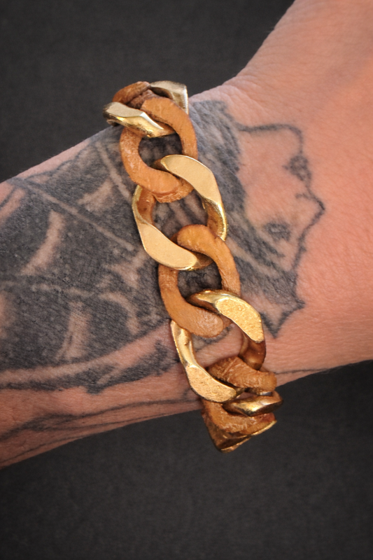 Vintage VCA 18k and Wood Link Curb Bracelet