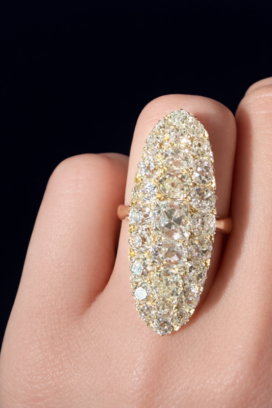 Victorian Old Cut Diamond Navette Ring