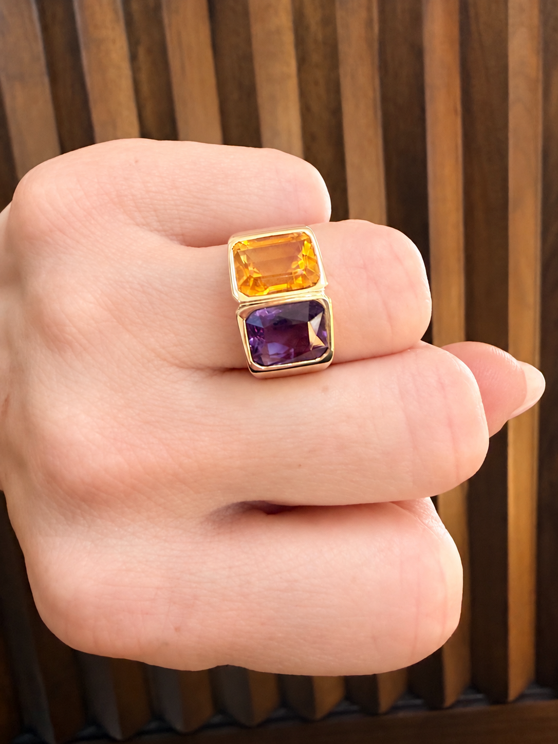 Vintage Bellarri Citrine & Amethyst Ring