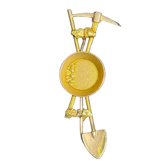 Vintage Panning For Gold Mining Brooch