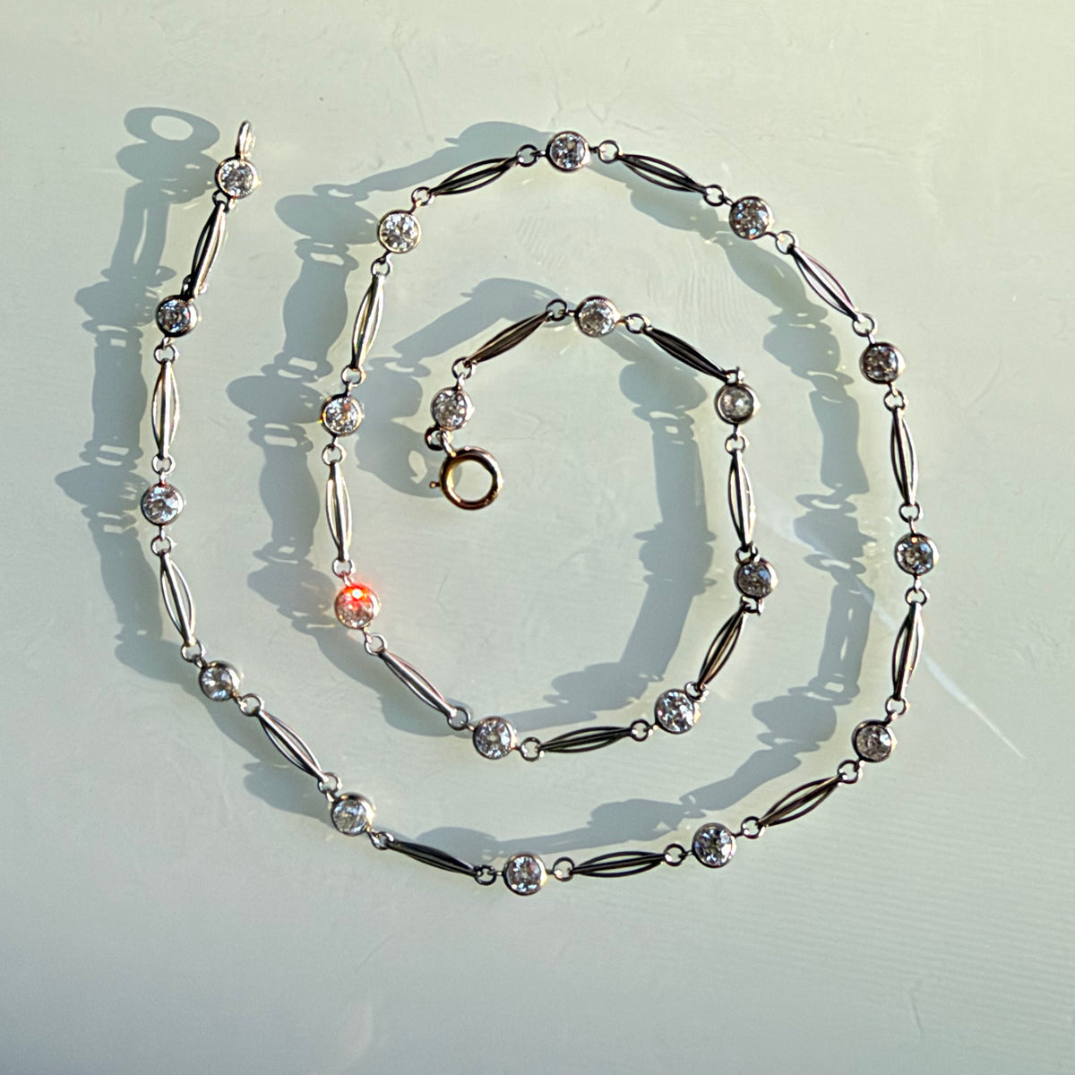 Art Deco Diamond Station Necklace