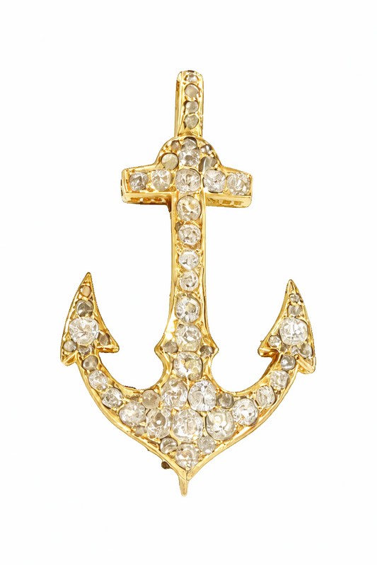 Victorian Diamond Anchor Brooch Pendant
