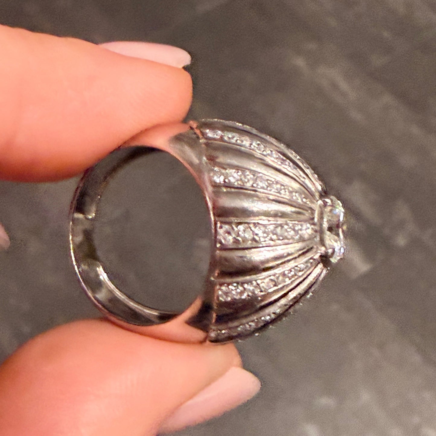 French Art Deco Diamond Bombé Ring