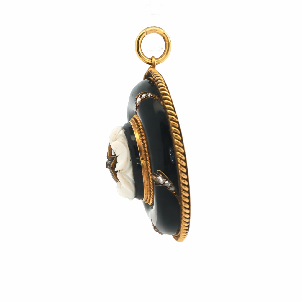 Victorian Onyx and Diamond Floral Star Locket