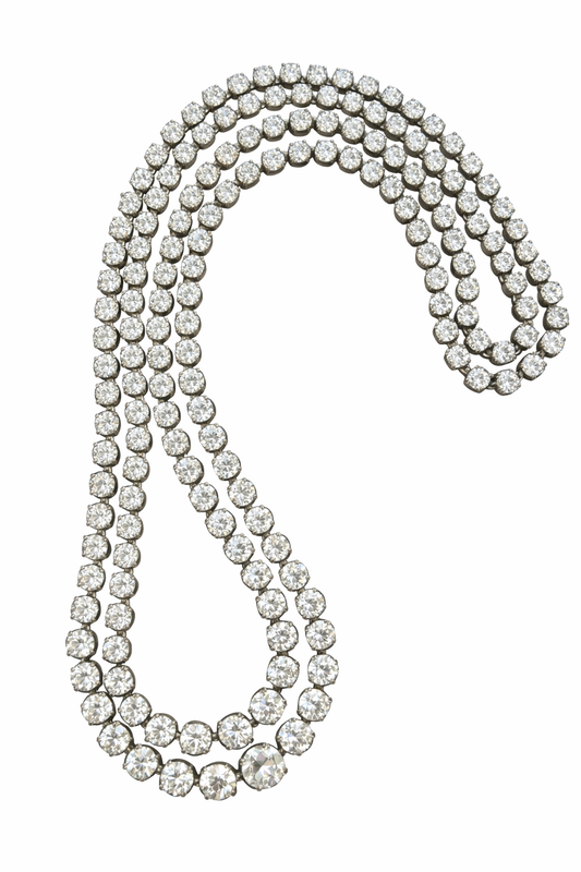 Contemporary Double Strand Old European Cut Diamond Riviére Necklace