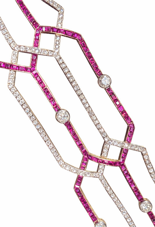 Belle Epoque Ruby and Diamond Wide Bracelet