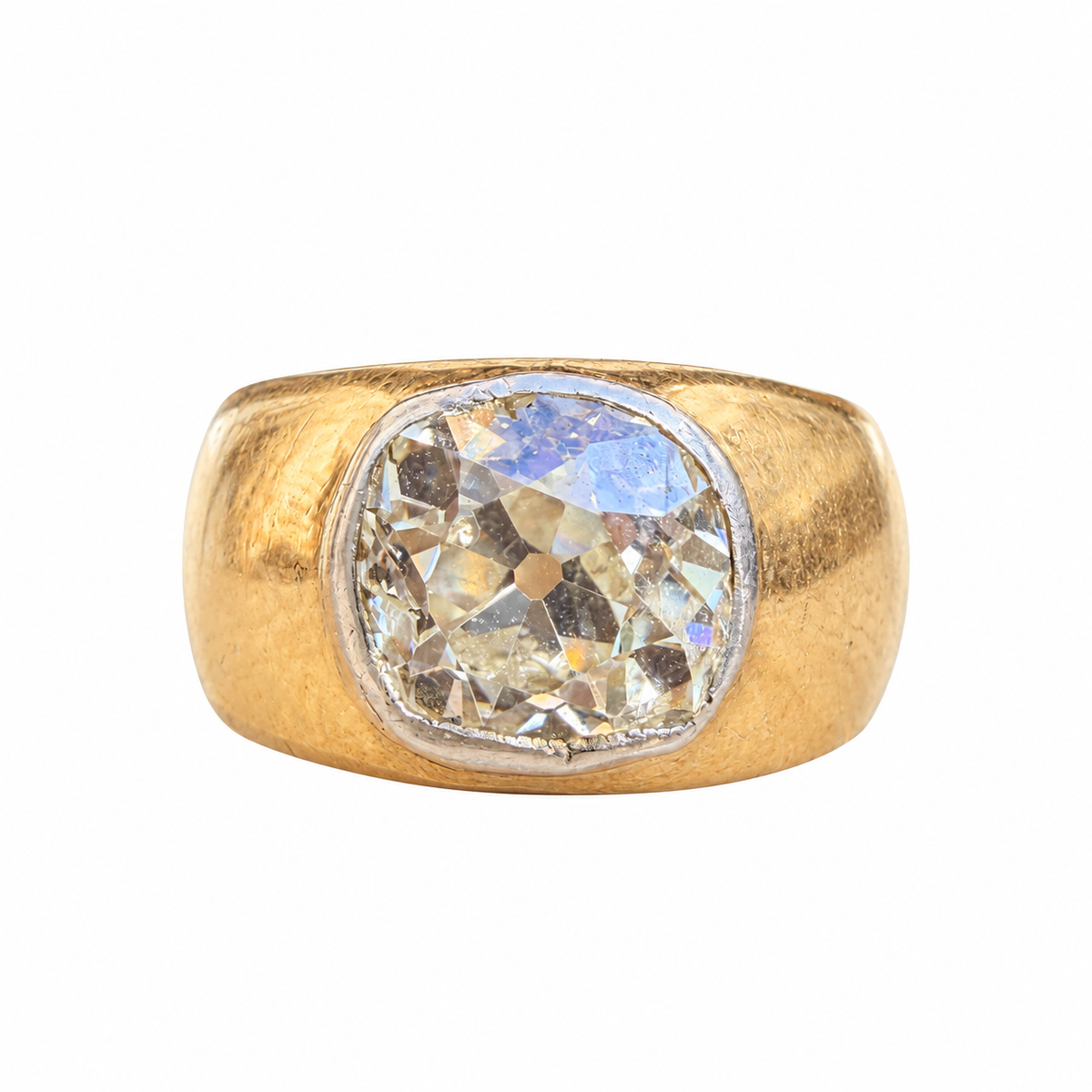 Antique Russian Old Mine Flush Set Diamond Ring