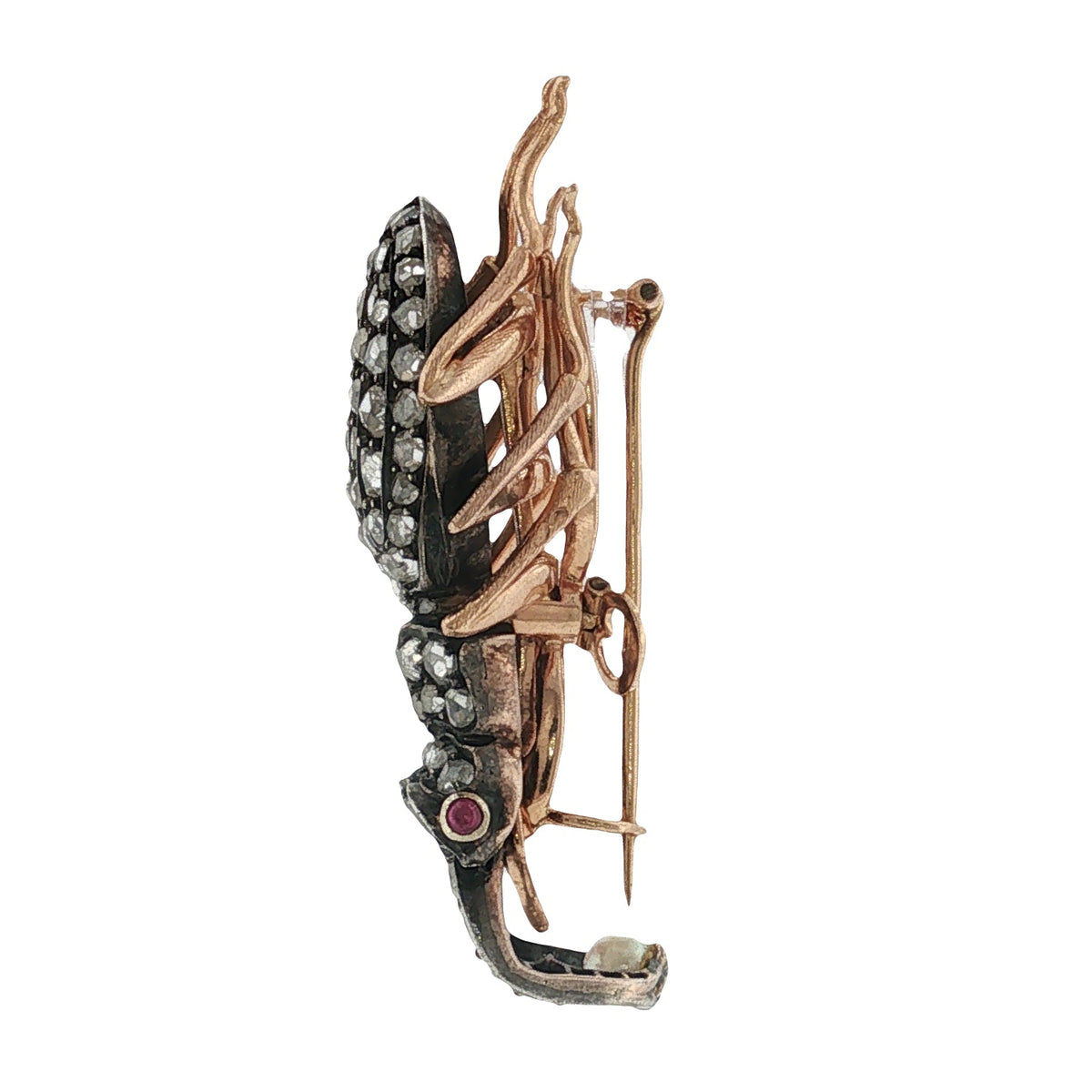 Victorian Diamond Stag Beetle Brooch