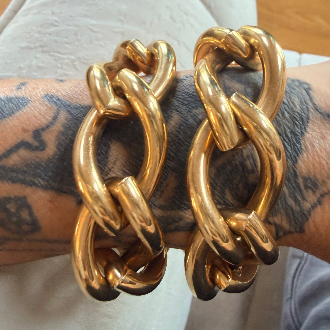 Vintage Italian 18k Yellow Gold Marquise Curb Bracelet and Necklace Set