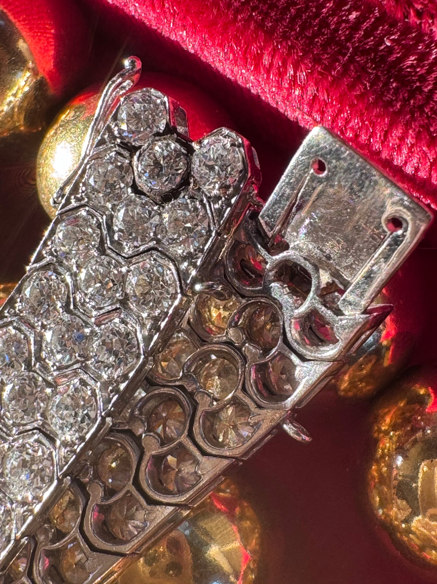 Art Deco Three-Row Honeycomb Diamond Bracelet