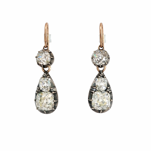 Antique Diamond Drop Day and Night Earrings