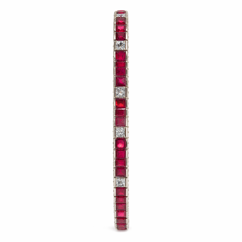 Vintage Ruby and Diamond Tennis Bracelet Circa 1960s