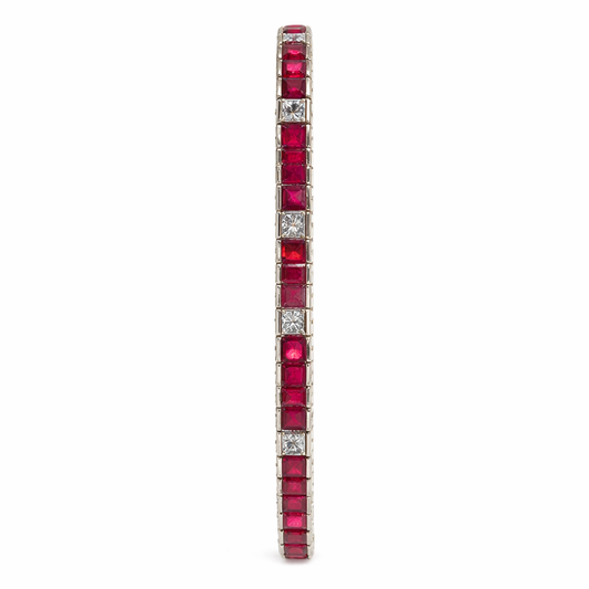 Vintage Ruby and Diamond Tennis Bracelet Circa 1960s