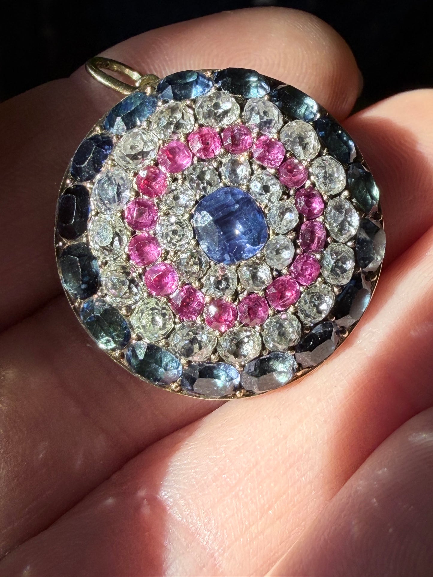 Victorian Gem-set Circular Brooch Pendant