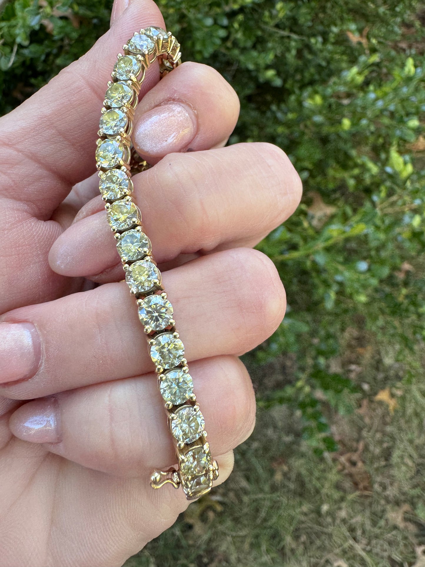 Estate 14k Yellow Gold Diamond Tennis Bracelet