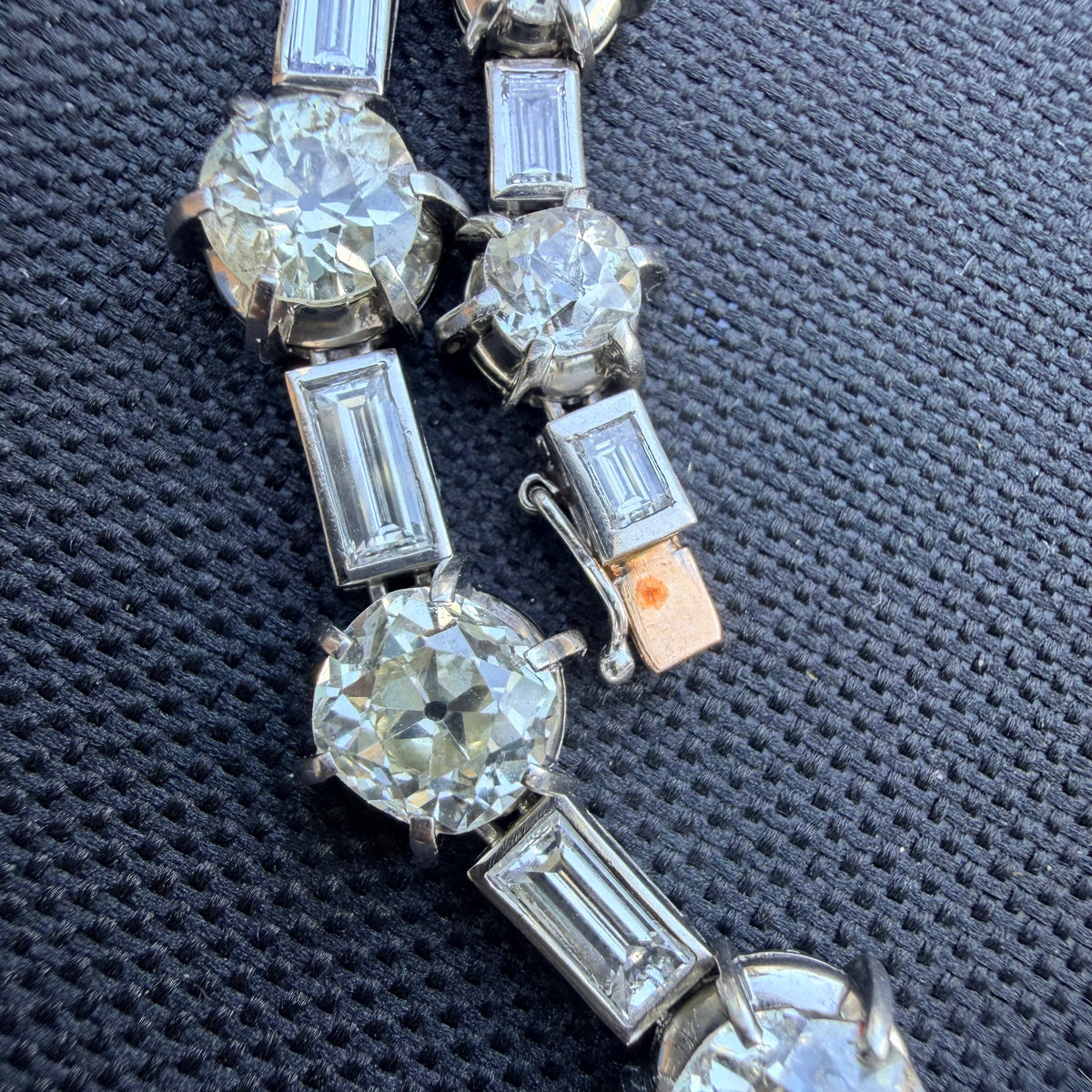 Antique Cut Diamond Mid-Century Platinum Collar Necklace