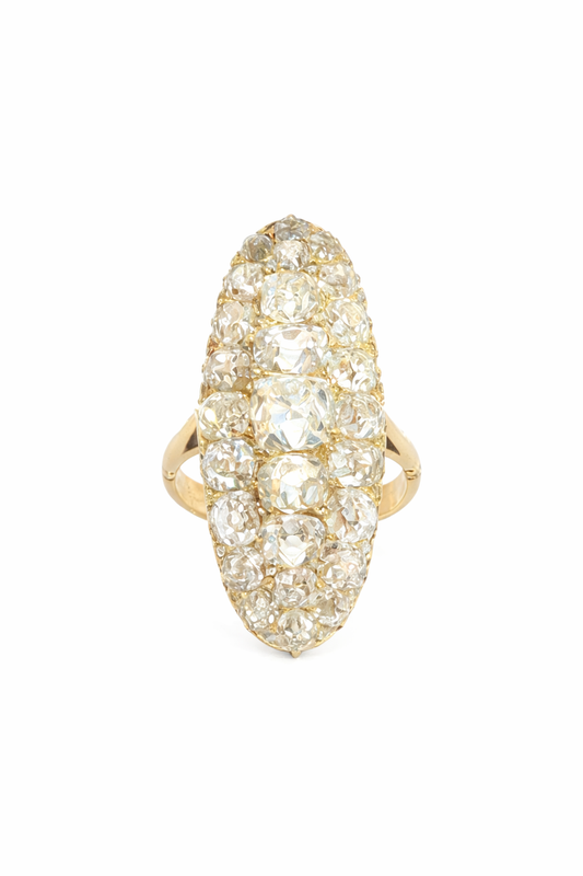 Victorian Old Cut Diamond Navette Ring