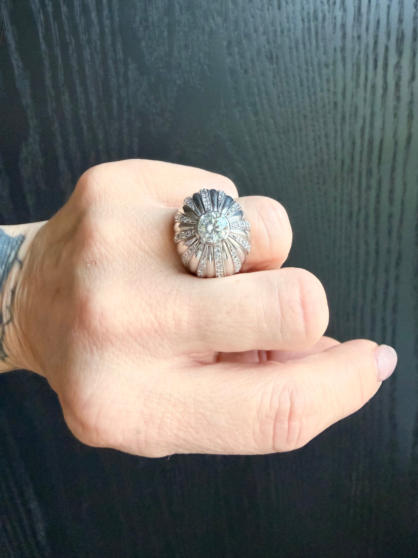French Art Deco Diamond Bombé Ring