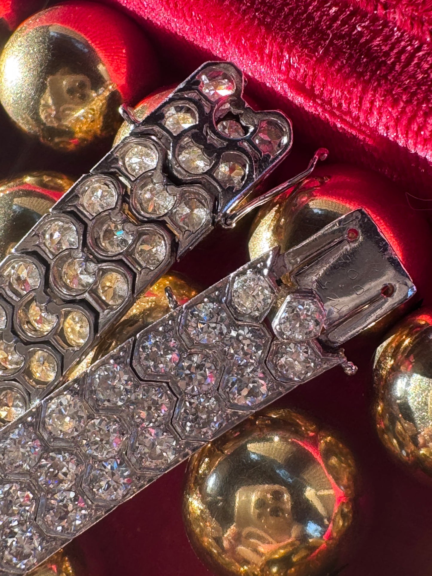 Art Deco Three-Row Honeycomb Diamond Bracelet