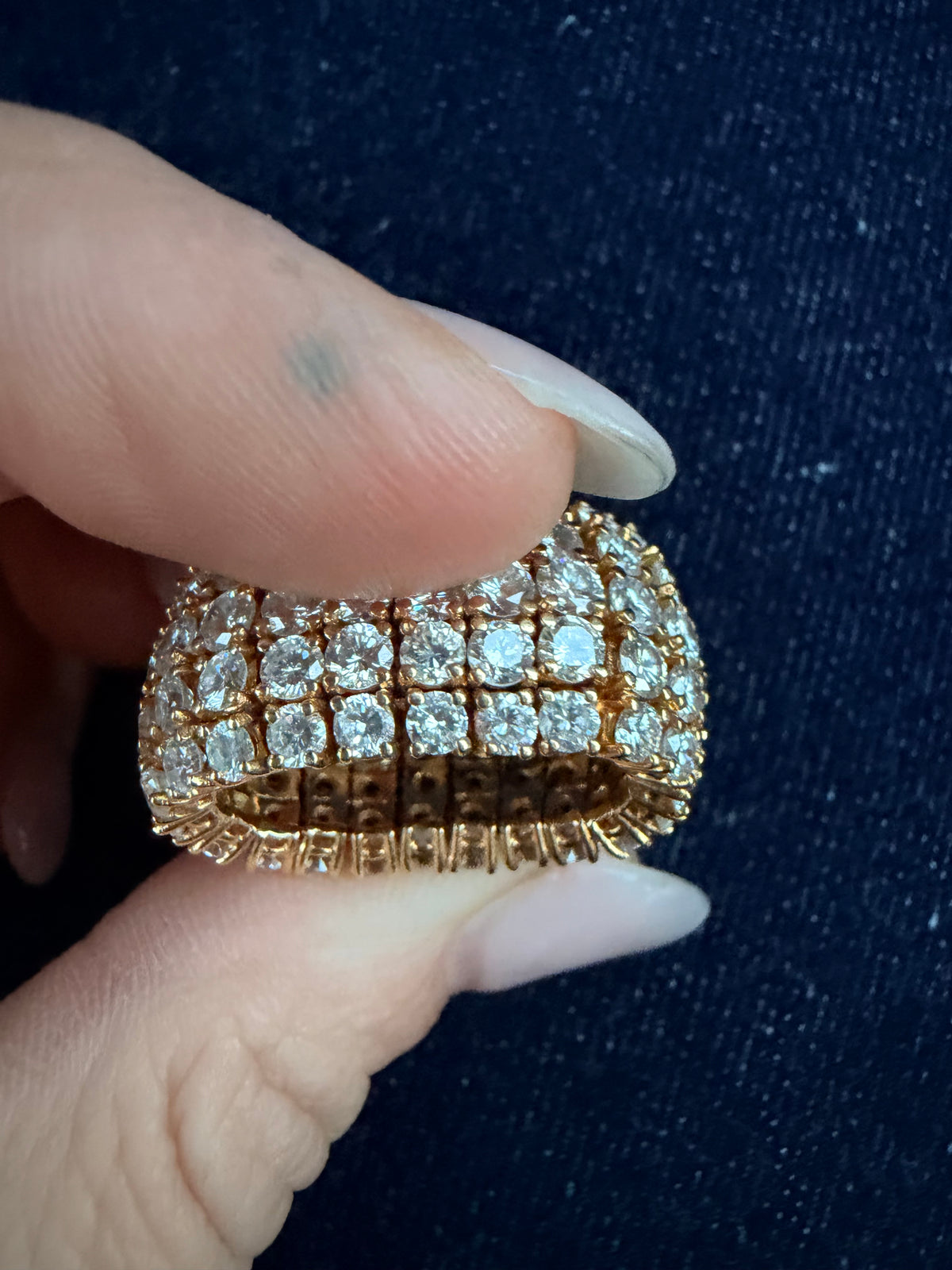 Vintage Five Row Mesh Diamond Ring