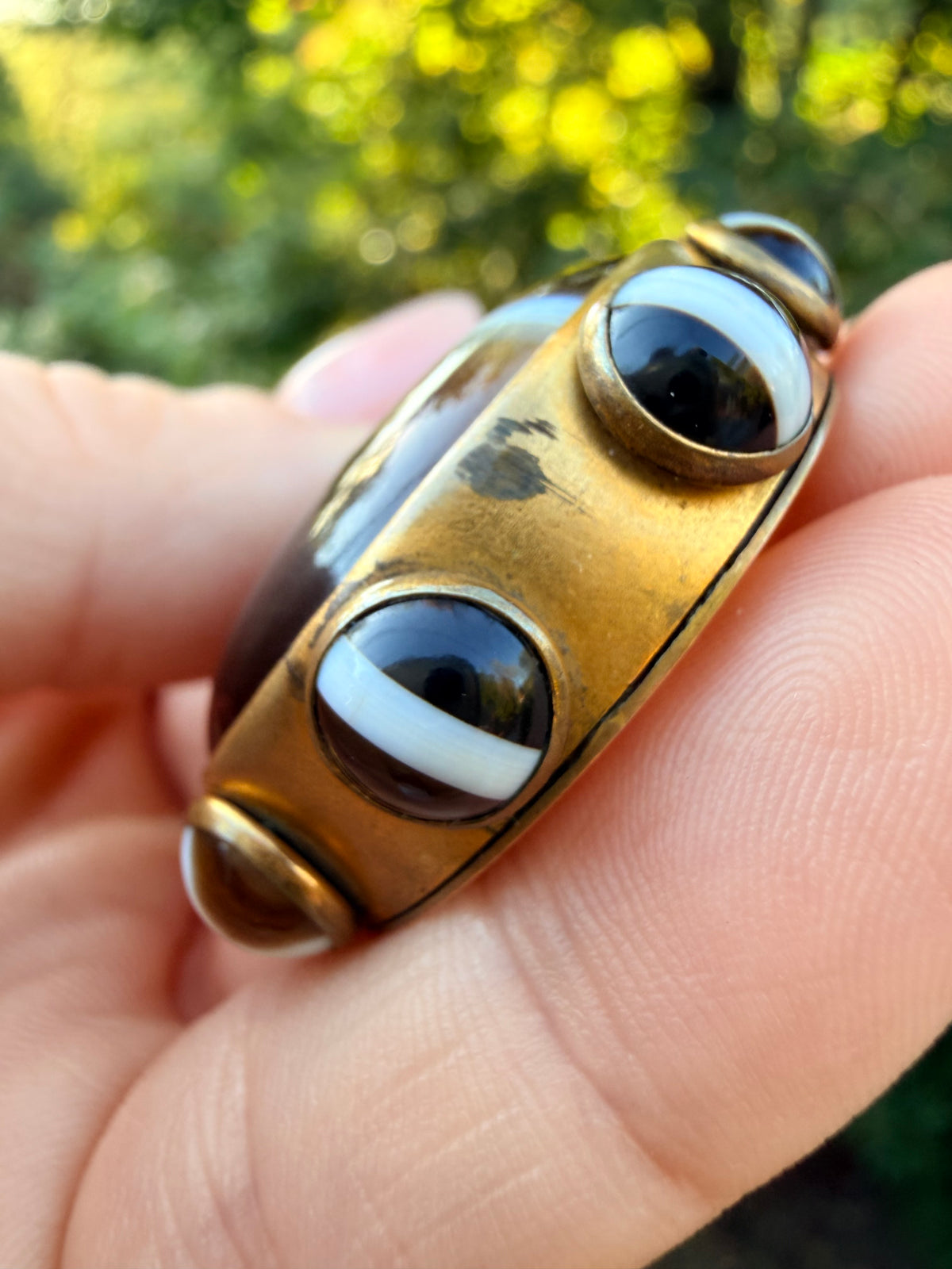 Vintage Banded Agate Snake Pendant