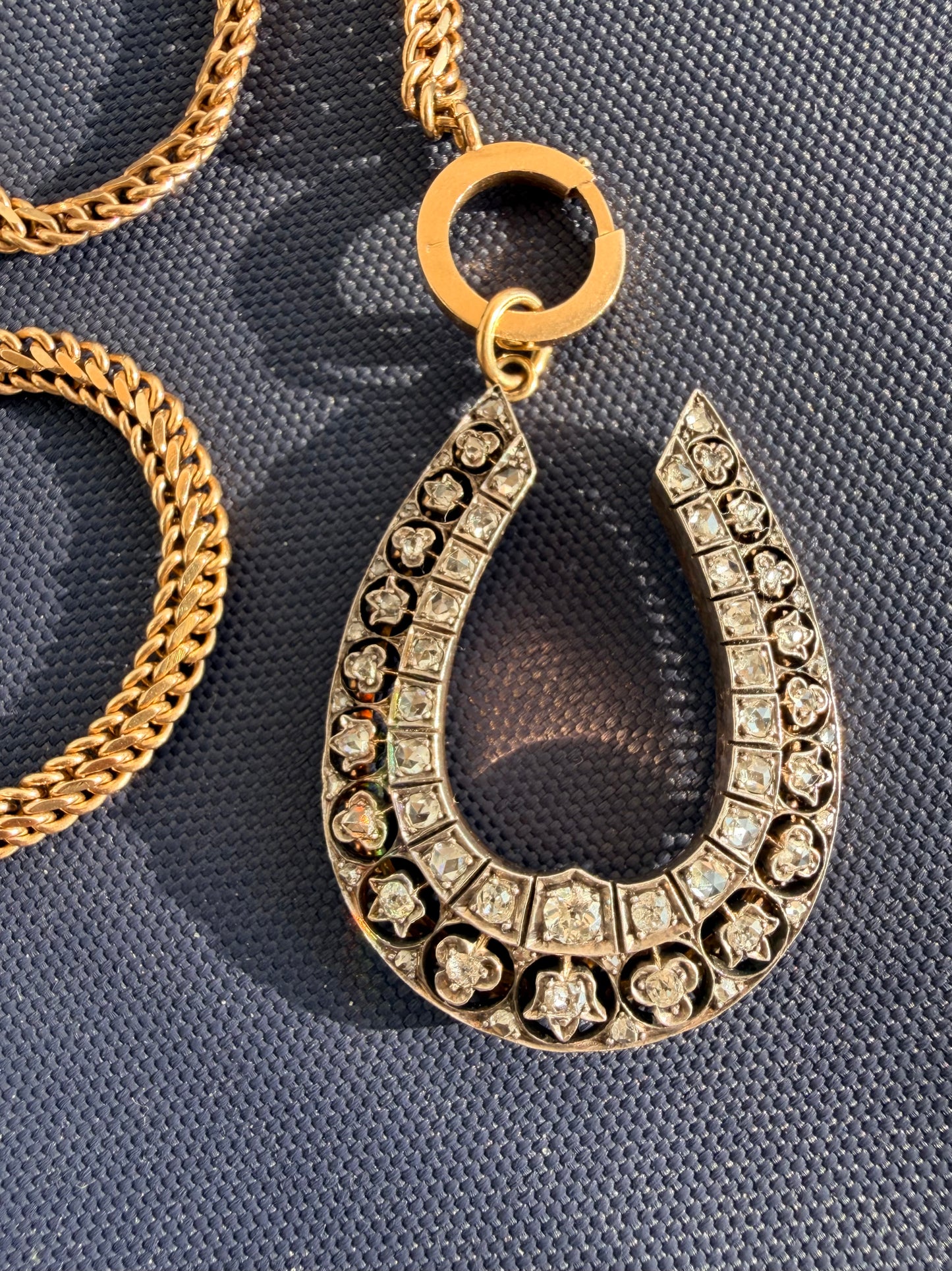 Victorian Diamond Openwork Horseshoe Pendant