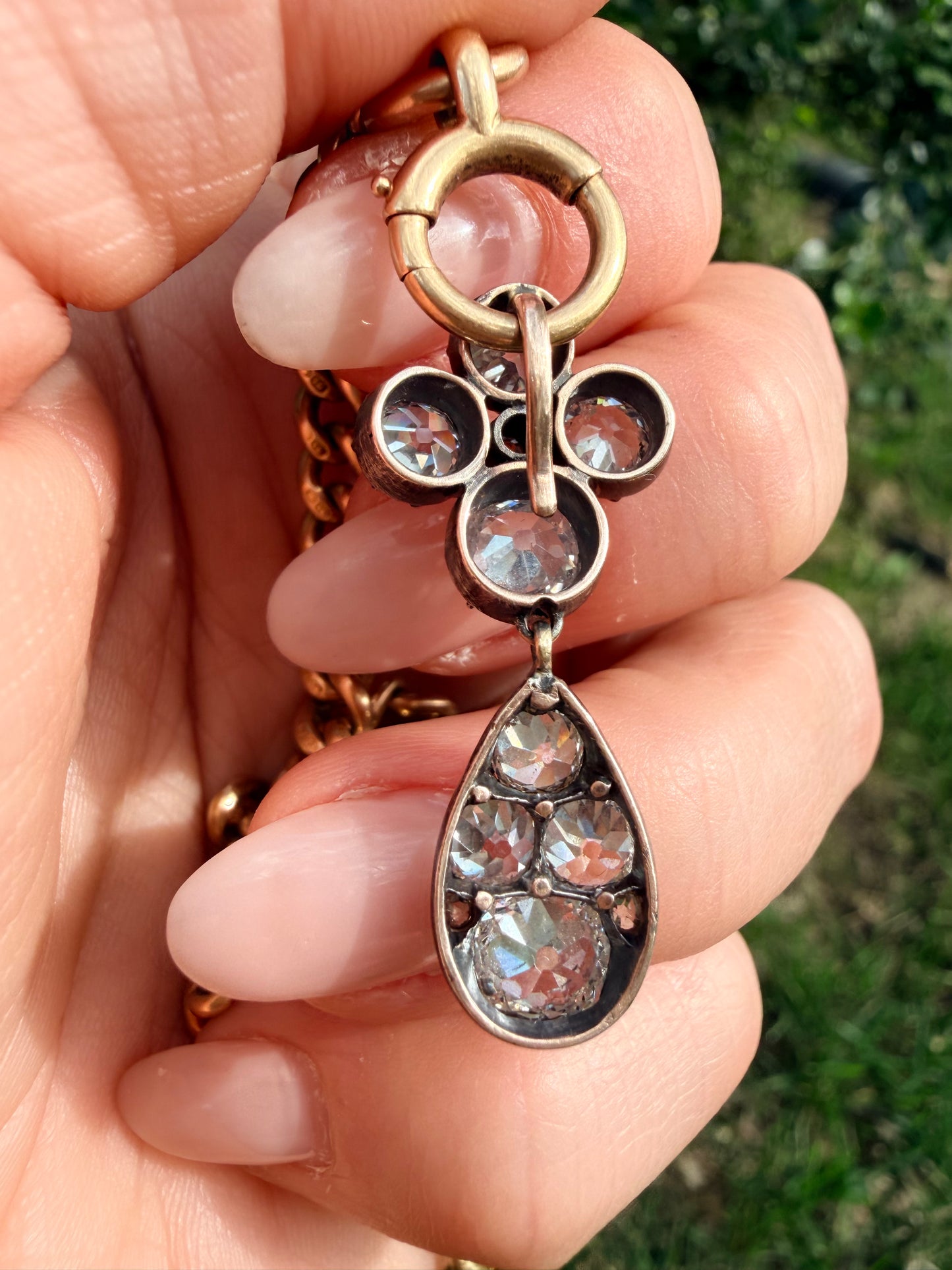 Victorian Old Mine Cut Diamond Drop Pendant