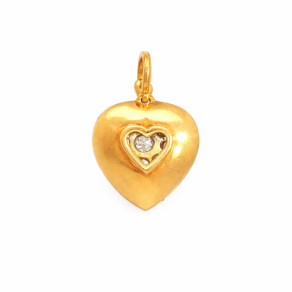 Antique Old Cut Diamond Heart Pendant