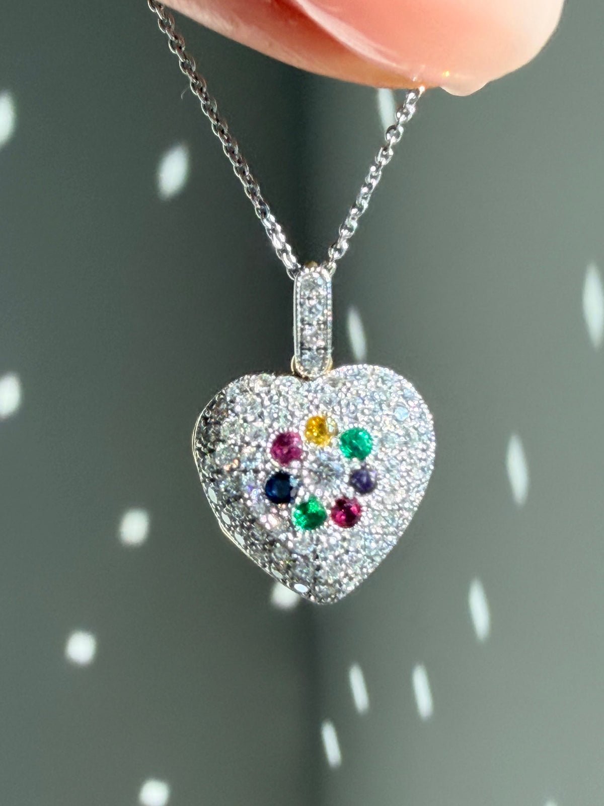 Vintage Multi Gem and Diamond DEAREST Heart Locket Pendant