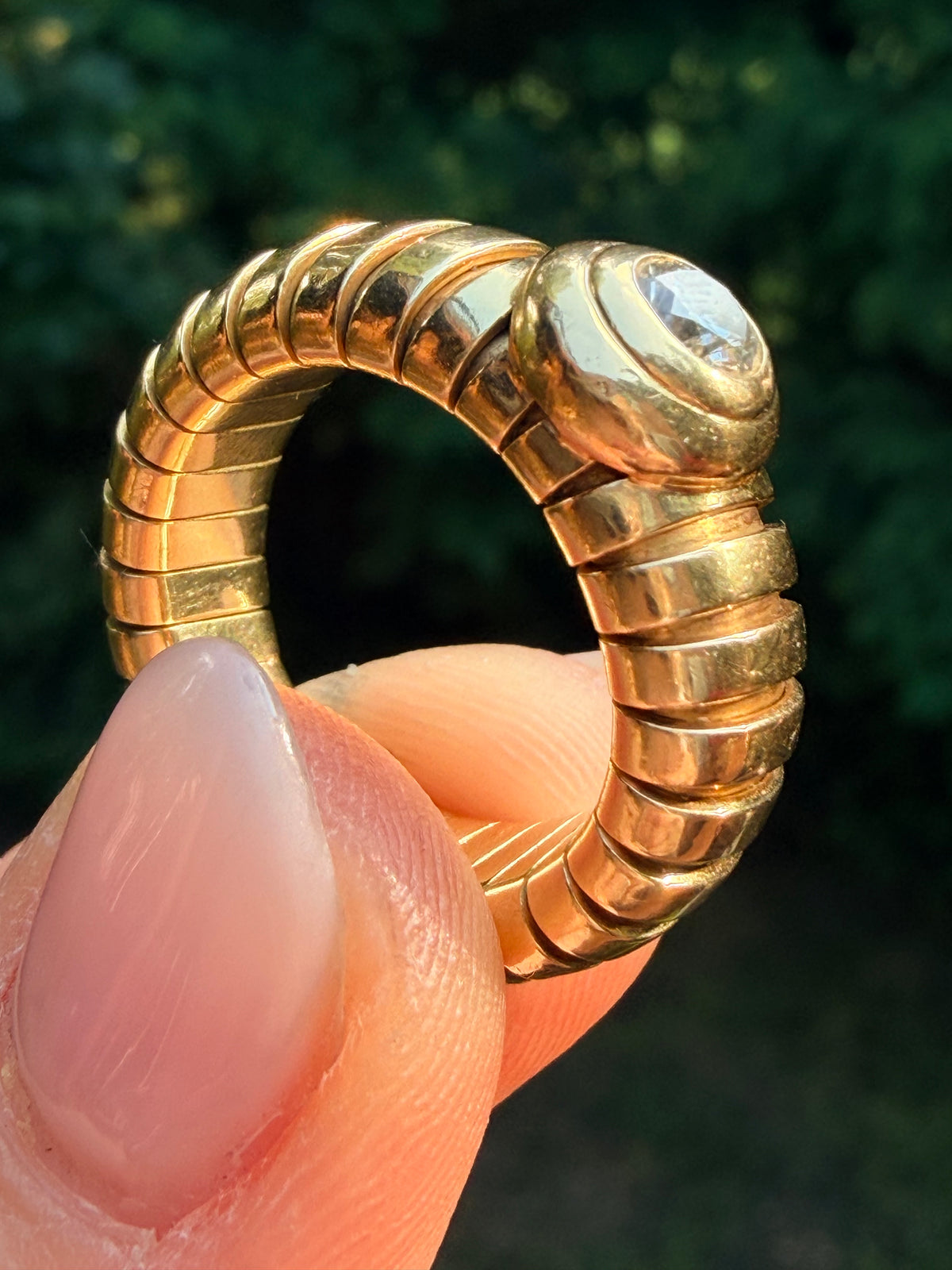 Vintage Bvlgari 18k Gold Diamond Tubogas Ring