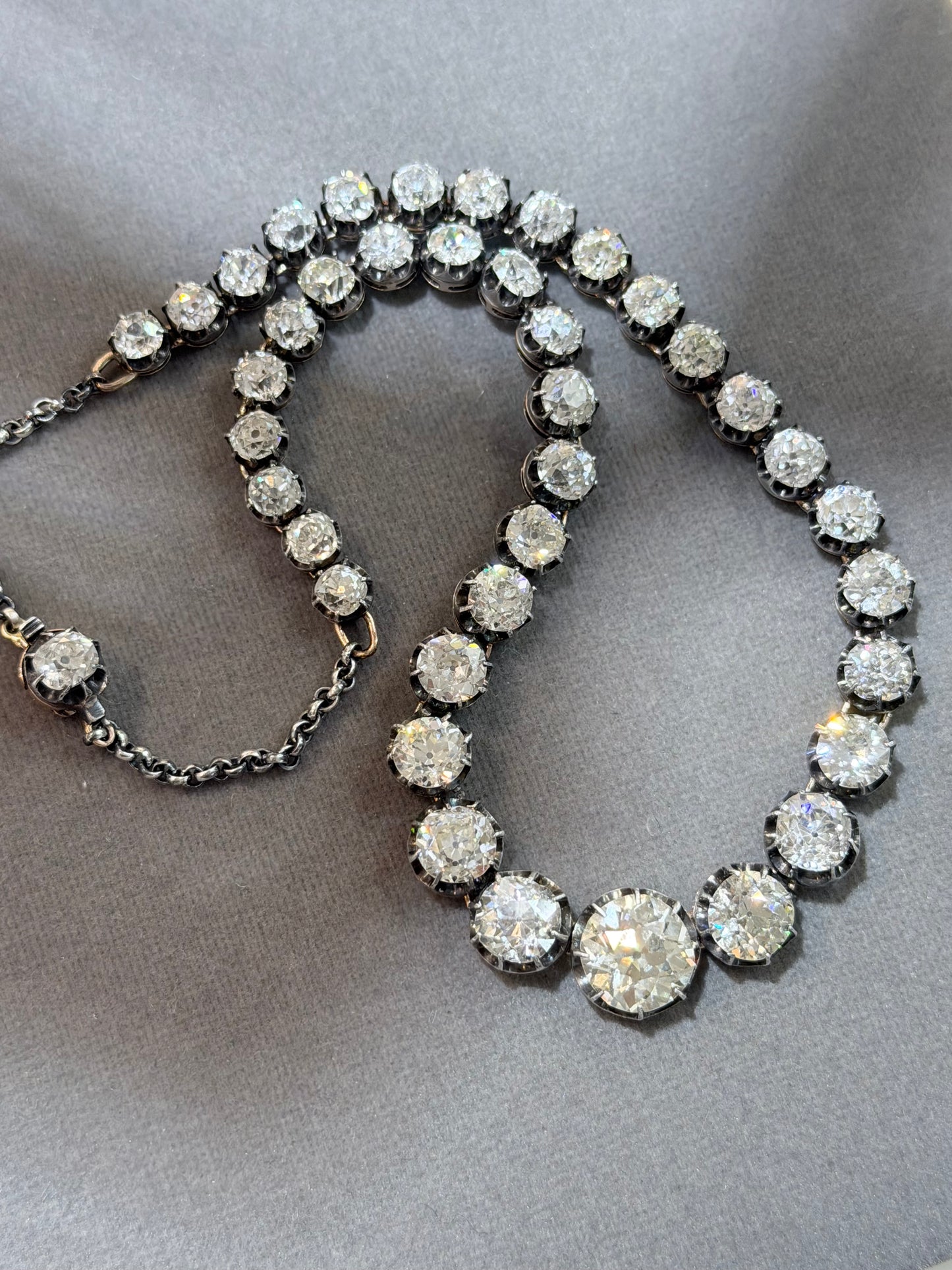 Victorian Old Cut Diamond Rivière Necklace