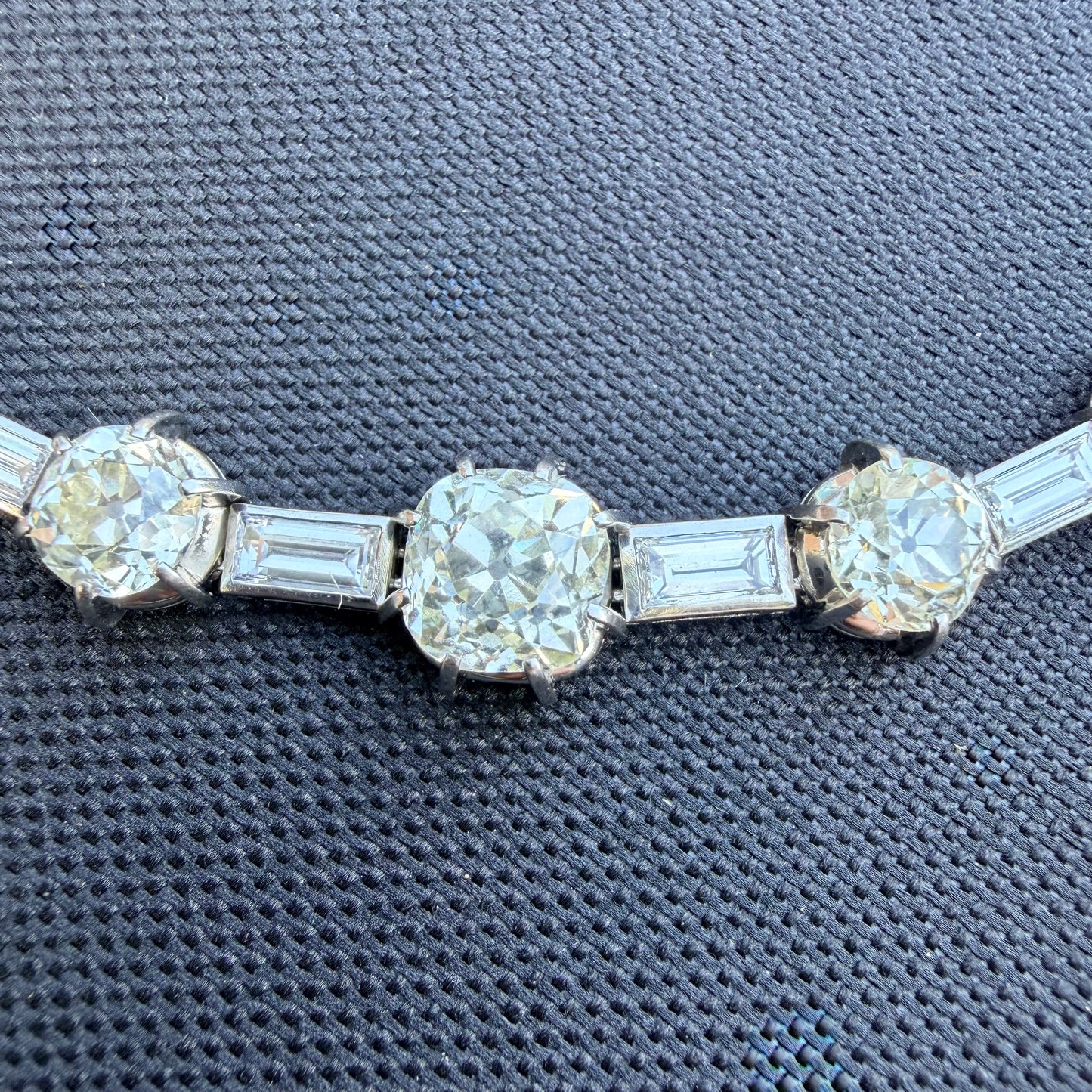 Antique Cut Diamond Mid-Century Platinum Collar Necklace