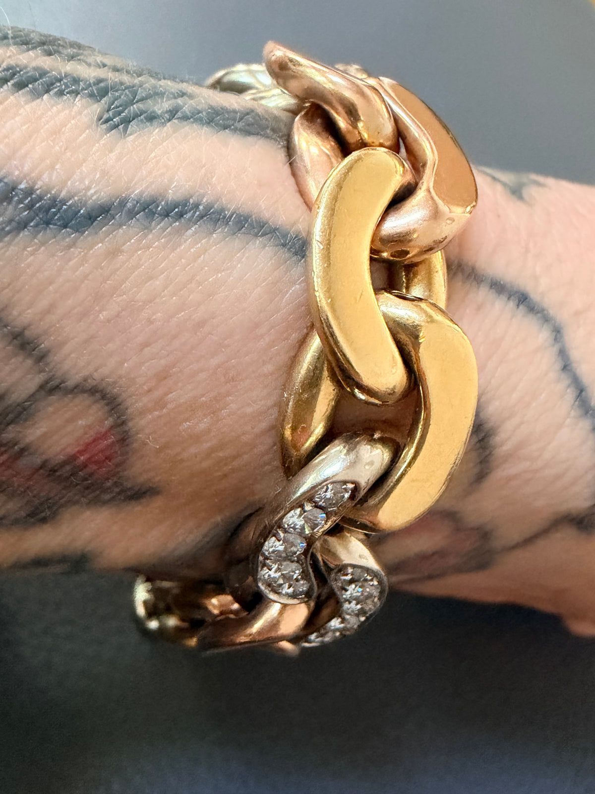 Vintage Three Tone Bvlgari Diamond Bracele