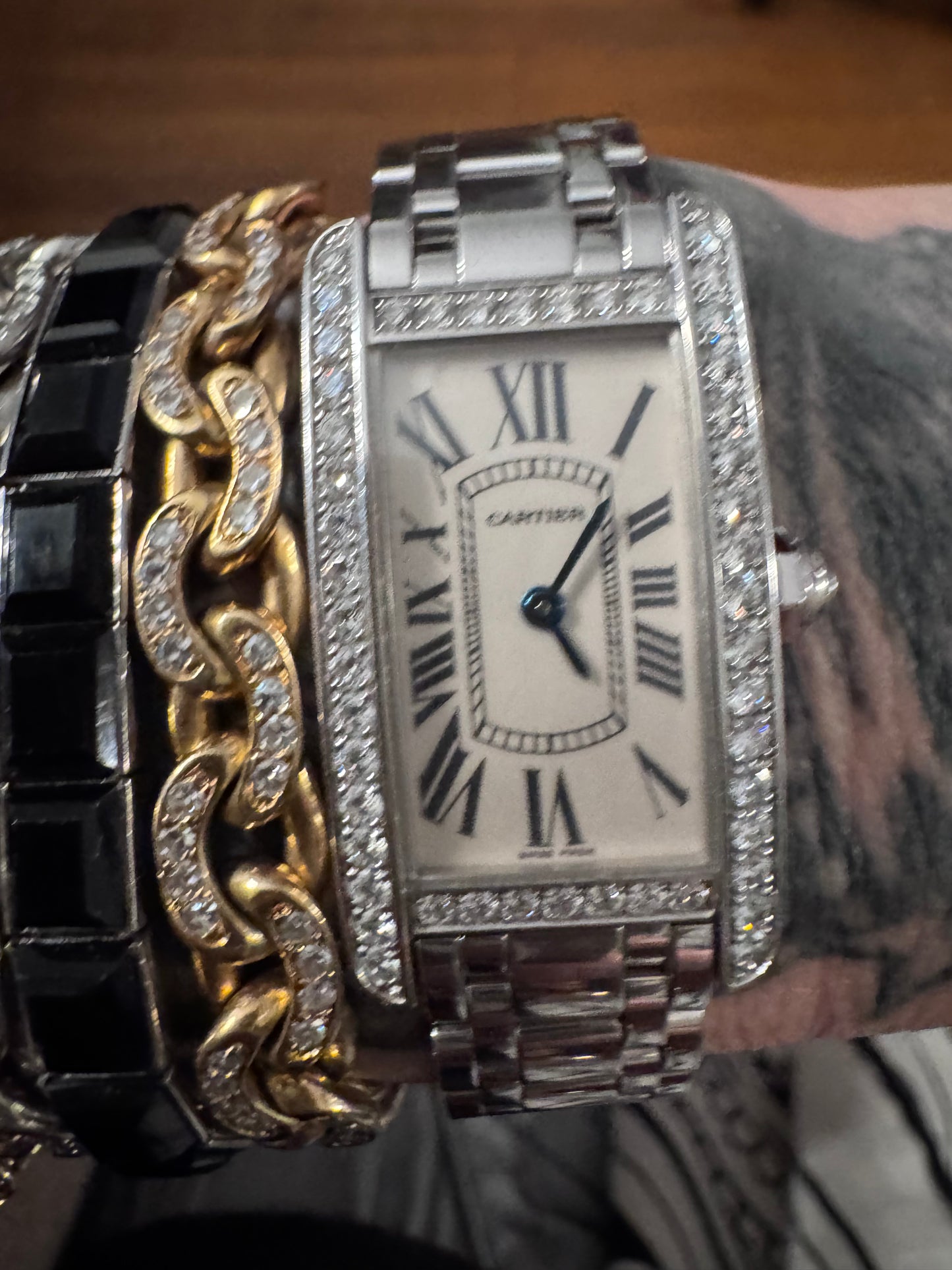 Cartier Tank Américaine 18k White Gold and Diamond Watch